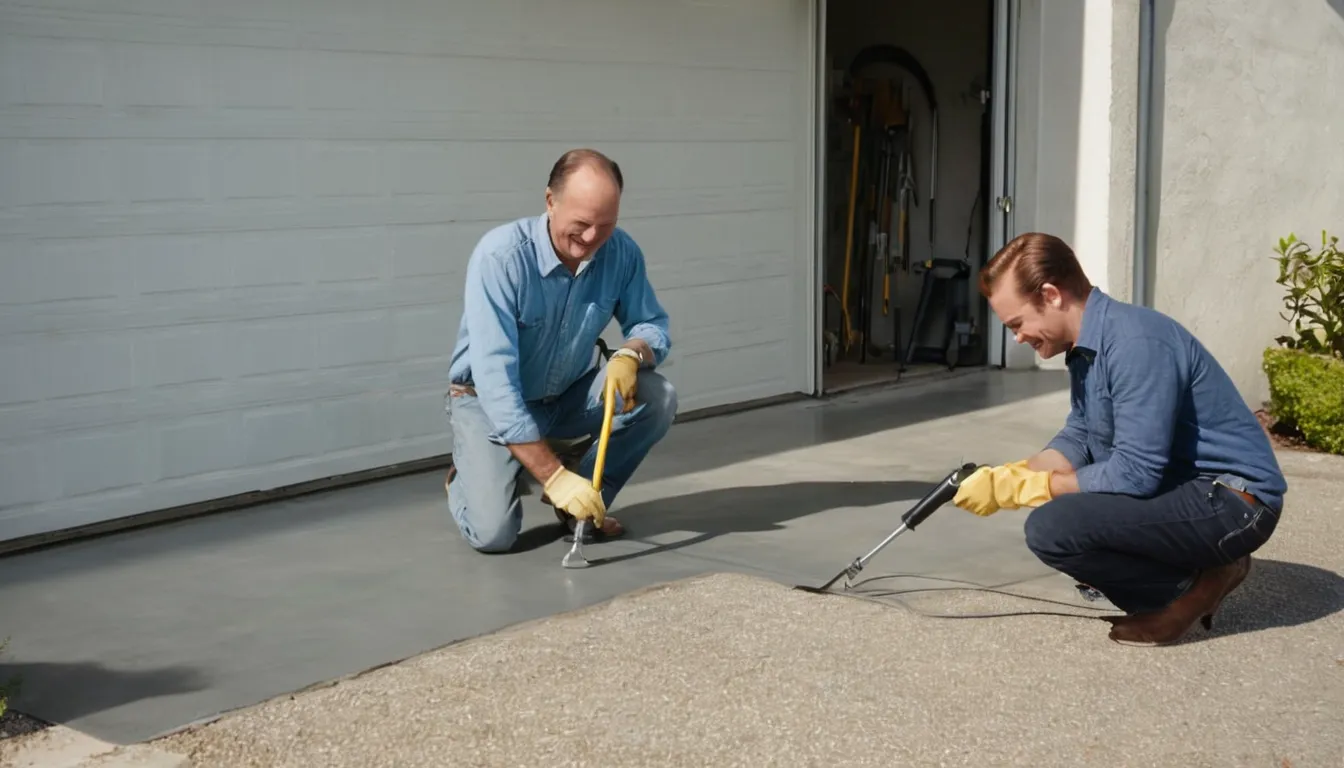 Provider checking an older concrete slab before coating